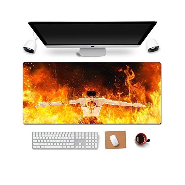 Tapis de Souris One Piece 900x400mm Tapis de Souris XXL Multifonction Gaming Mousepad XXL Grand sous Main, Anime Souris 3mm B