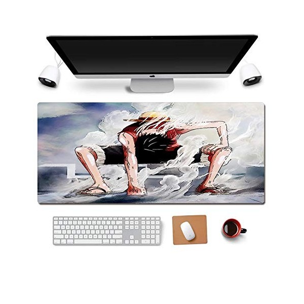 Tapis de Souris One Piece 900x400mm Tapis de Souris XXL Multifonction Gaming Mousepad XXL Grand sous Main, Anime Souris 3mm B