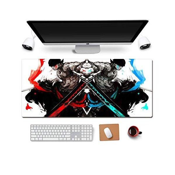 Tapis de Souris One Piece 900x400mm Tapis de Souris XXL Multifonction Gaming Mousepad XXL Grand sous Main, Anime Souris 3mm B