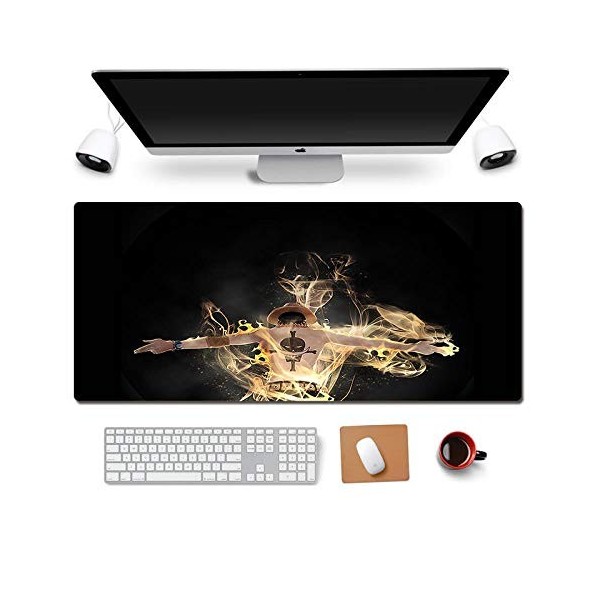 Tapis de Souris One Piece 900x400mm Tapis de Souris XXL Multifonction Gaming Mousepad XXL Grand sous Main, Anime Souris 3mm B