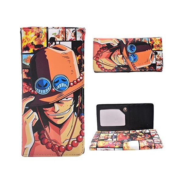 LGQHCE One Piece Portefeuille One Piece Enfant Portefeuille Dessin Animé Long Portefeuille Carte Bancaire Carte Membre Coupon