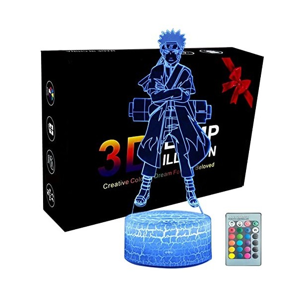 Yelyung Anime Veilleuse 3D pour Enfants,Veilleuse Anime,Télécommande 16 Couleurs Changement 3D Illusion Lampe Et Art Déco Lam