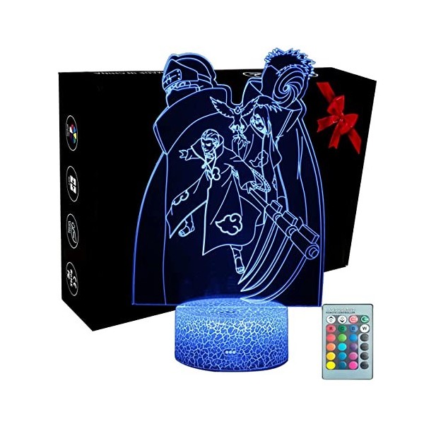 Yelyung Anime Veilleuse 3D pour Enfants,Veilleuse Anime,Télécommande 16 Couleurs Changement 3D Illusion Lampe Et Art Déco Lam
