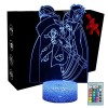 Yelyung Anime Veilleuse 3D pour Enfants,Veilleuse Anime,Télécommande 16 Couleurs Changement 3D Illusion Lampe Et Art Déco Lam