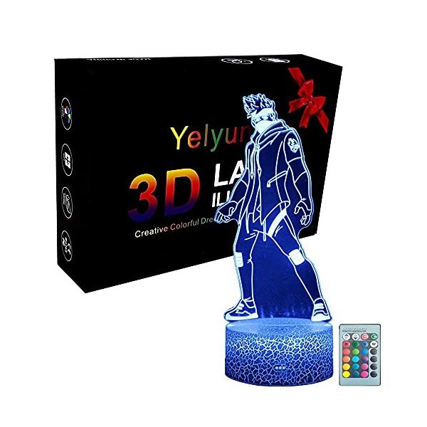 Yelyung Anime Veilleuse 3D pour Enfants,Veilleuse Anime,Télécommande 16 Couleurs Changement 3D Illusion Lampe Et Art Déco Lam