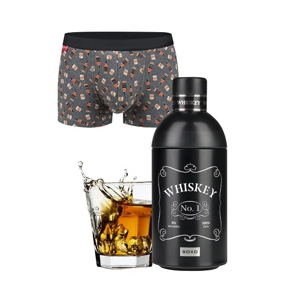 soxo Whisky Calecon Homme Boxer Cadeaux Hommes Coton Cadeau Slip Original Gadget XL