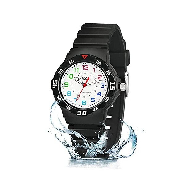 Juboos Montre Analogique pour Enfants, étanche 3ATM, Facile à Lire, Montre denseignement du Temps pour Garçon Fille, Montre-