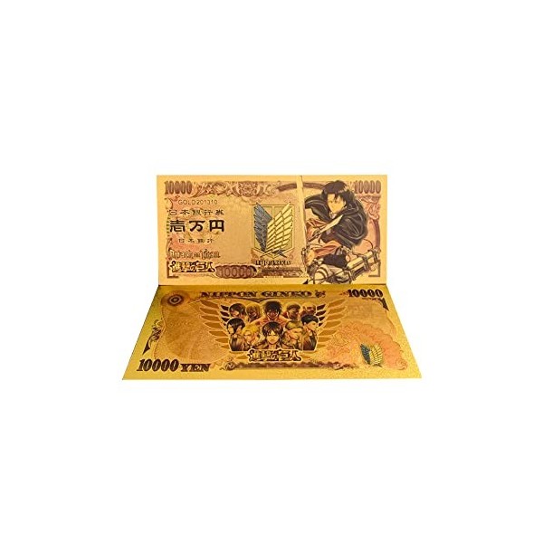 ROSETOR Attack on Titan Anime Collection Souvenirs Billets de banque entourés de feuilles dor pour loisirs créatifs en plast