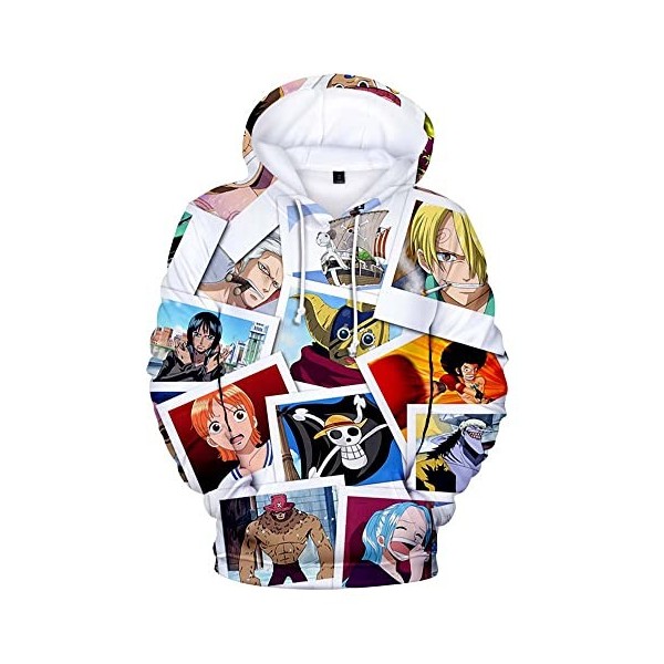 Syqiya Impression 3D Anime Pull à Capuchon Hoodie Roronoa Zoro Cosplay Costume Adulte Homme Femme Blanc/C XL Chest 116cm 