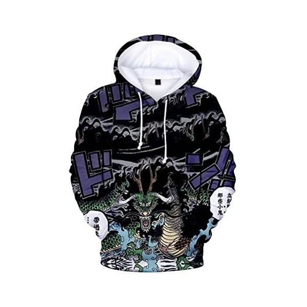 Syqiya Impression 3D Anime Pull à Capuchon Hoodie Roronoa Zoro Cosplay Costume Adulte Homme Femme Blanc/C XL Chest 116cm 