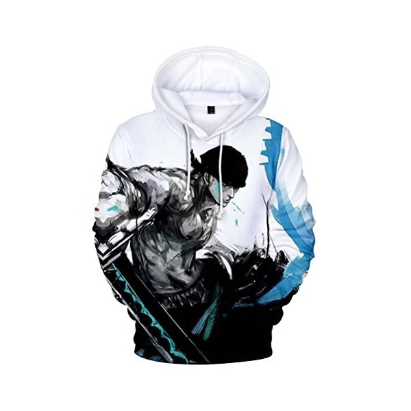 Syqiya Impression 3D Anime Pull à Capuchon Hoodie Roronoa Zoro Cosplay Costume Adulte Homme Femme Blanc/C XL Chest 116cm 