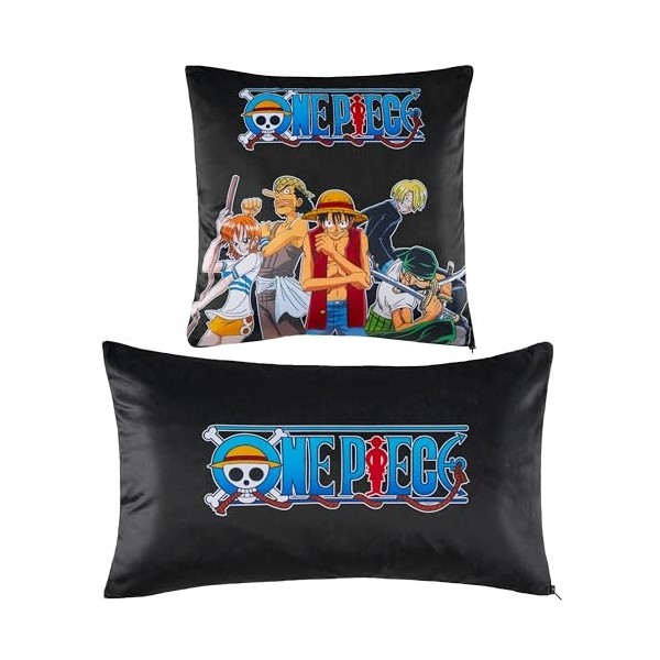 One Piece Housse de Coussin Anime Manga Lot 2 Housses de Coussins Décoratifs Canapé ou Lit Enfant Ado 35x35 et 50x30 cm