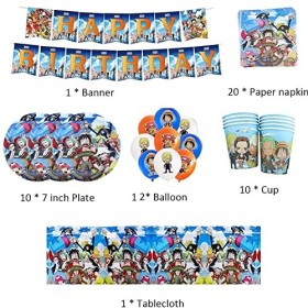 One Piece Vaisselle de Fête danniversaire, One Piece Ensemble de Vaisselle de Fête Enfant Fournitures de Décoration Annivers