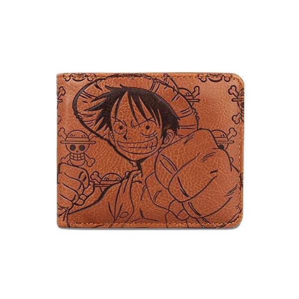 Roffatide Anime One Piece Luffy Hommes Portefeuille en Similicuir Portefeuille Court à Deux Volets Porte-Cartes Portefeuille
