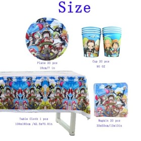 Ptydecta Vaisselle Anniversaire one piece,Ensemble Danniversaire,Decoration Anniversaire one piece Assiettes Serviettes Tass