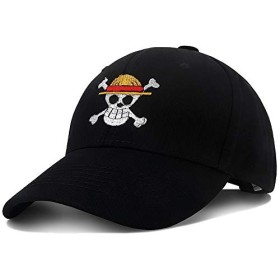 Roffatide Anime One Piece Luffy Straw Hat Crew Casquette de Baseball Réglable Chapeau de Baseball en Coton Brodé Hommes Femme
