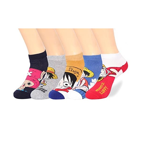 Roffatide anime One Piece Luffy bottines 5 couples no show chaussettes bas pour hommes et femmes