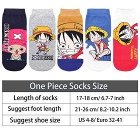 Roffatide anime One Piece Luffy bottines 5 couples no show chaussettes bas pour hommes et femmes