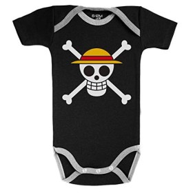 Baby Geek Drapeau de Luffy - Body Bébé manches courtes - Coton - Noir 3-6 mois 