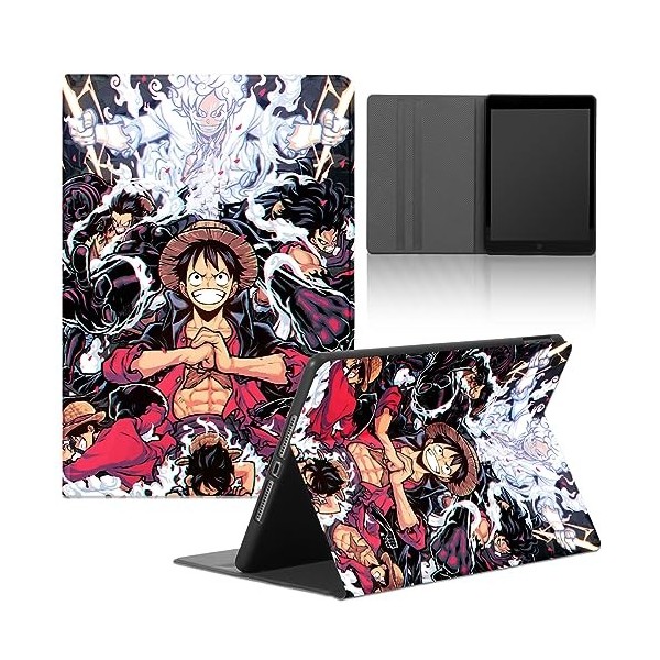 Tablet Coque pour Samsung Tab A8 2021 X200/X205 10.5, One Piece Motifs Luffy Zoro Gear 5 Nika Animés avec Fonction Support