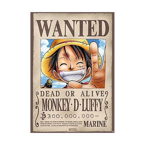 ABYstyle - ONE PIECE - Plaque métal "Luffy Wanted" 28x38 