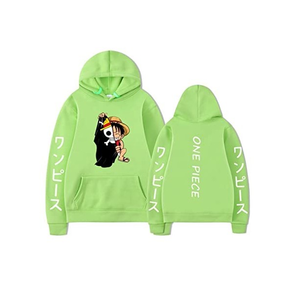 LIAOPUFUS Homme Sweat à Capuche One Piece Impression Fans Hoodie Motif Animation Homme Caoutchouc Couleur Pure M,Demi Visage 