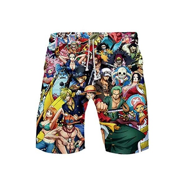 WANHONGYUE Anime One Piece Monkey D Luffy Short de Plage Maillot de Bain Homme 3D Imprimé Été Beach Board Shorts Swim Trunks 