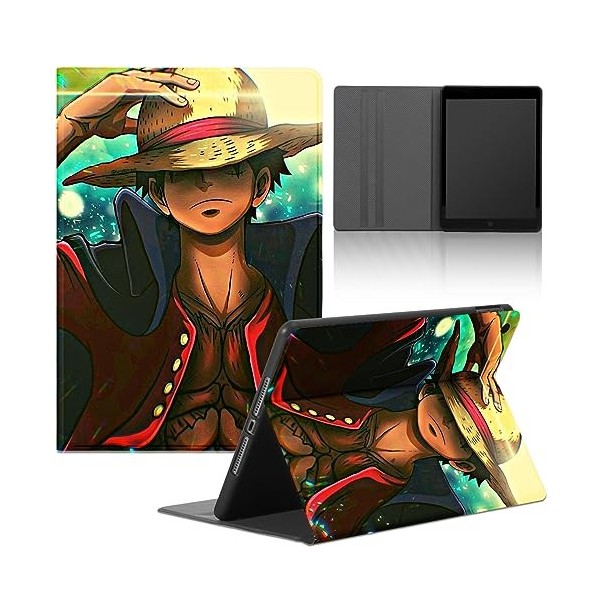 Tablet Coque pour Samsung Tab A8 2021 X200/X205 10.5, One Piece Motifs Luffy Zoro Gear 5 Nika Animés avec Fonction Support