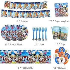 BESTZY One Piece Vaisselle de Fête, One Piece Party Supplies Décoration Set Vaisselle de Fête de Anniversaire Comprend des Na