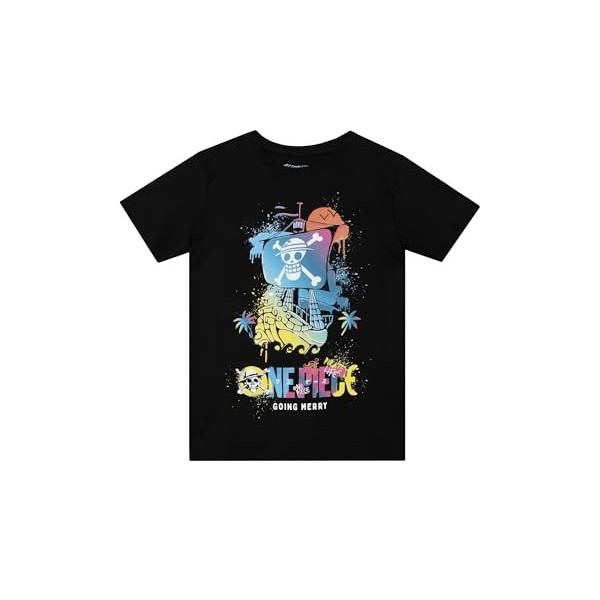 One Piece T-Shirt Tshirt Manga | Anime t-Shirt | Tee Shirt Enfant garçon | Noir | 13-14 Ans