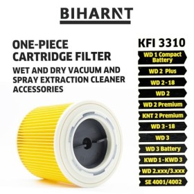 2x KFI 3310 Cartridge Filtre Cartouche Compatible pour Kärcher KWD1, KWD2, KWD3, S4001/4002, WD2 Plus, WD 3-18,WD 2.xxx/ 3.xx