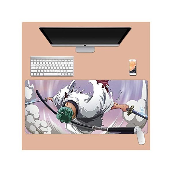 One Piece 900x400mm Tapis de Souris XXL Multifonction Gaming Mousepad XXL Grand sous Main, Anime Souris 3mm Bureau Anti-Gliss