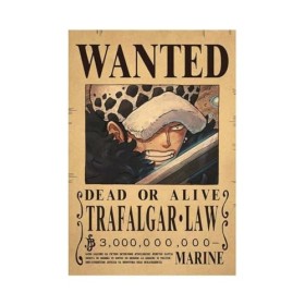 RavEnt One Piece Bounty Trafalgar Law Poster rétro en papier pour salle de classe, maison, salon, bureau
