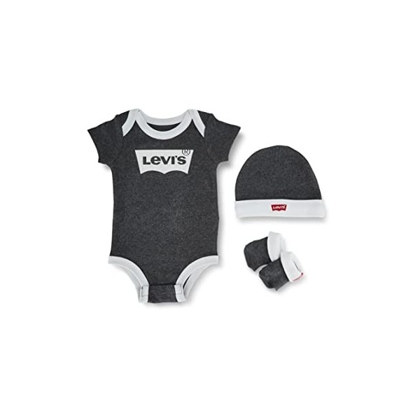 LeviS Kids Batwing Onesie Hat Bootie Bébé Garçon Charcoal Heather 6-12 Mois