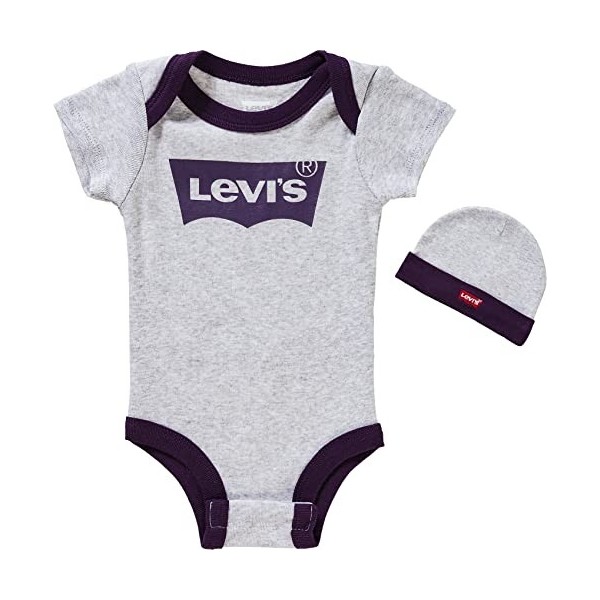 LeviS Kids Batwing Onesie Hat Bootie Bébé Garçon Charcoal Heather 6-12 Mois