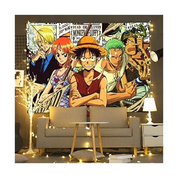 ACMEDE Tapisserie Anime Japonais One Piece PosterTapisserie Murale, Toile De Fond Les Dessins Animés,Tapisserie Décoration de