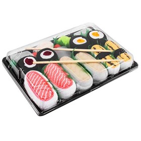 Sushi Socks Box - 5 paire de Sushi CHAUSSETTES en Coton pour Fammes et Hommes, Multicolore, 41/46