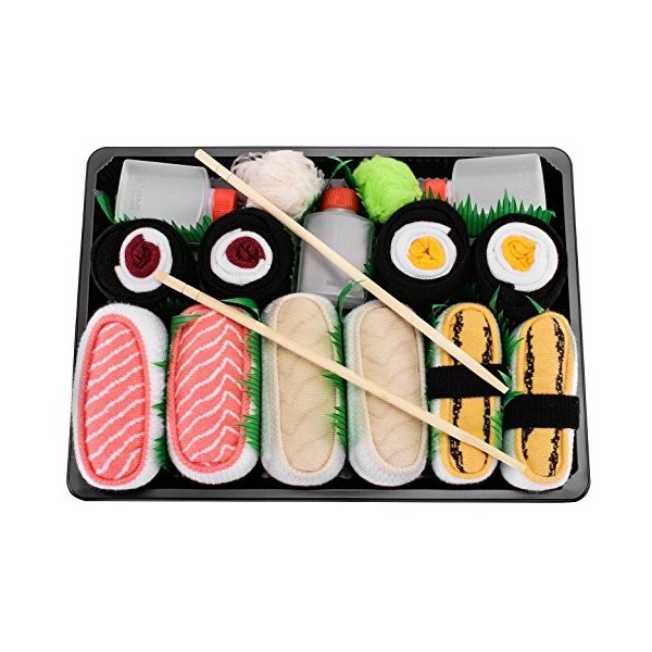 Sushi Socks Box - 5 paire de Sushi CHAUSSETTES en Coton pour Fammes et Hommes, Multicolore, 41/46