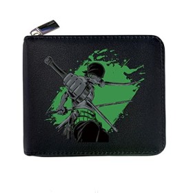 IrcHa One Piece Zoro Anime Portefeuille à deux volets court porte-monnaie cadeau pour les fans danime garçons filles, multic