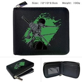 IrcHa One Piece Zoro Anime Portefeuille à deux volets court porte-monnaie cadeau pour les fans danime garçons filles, multic
