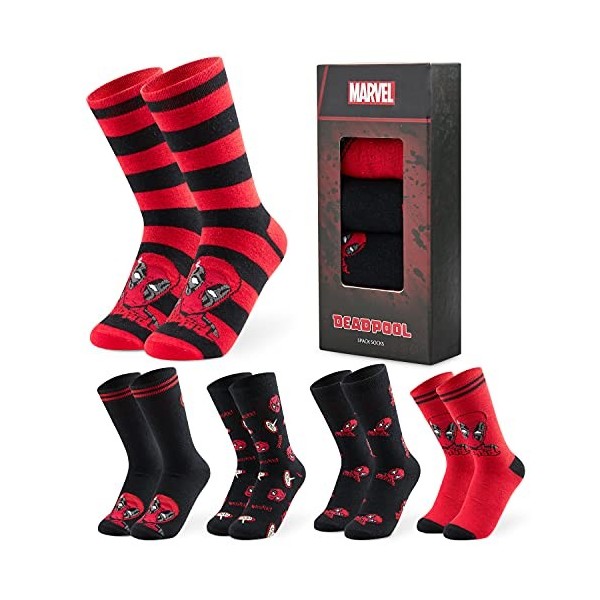 Marvel Chaussettes Homme, Coffret 5 Paires de Chaussettes Fantaisie, Cadeau Humoristique Geek Homme Ado 39-44 ou 40-45 Bleu/