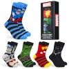 Marvel Chaussettes Homme, Coffret 5 Paires de Chaussettes Fantaisie, Cadeau Humoristique Geek Homme Ado 39-44 ou 40-45 Bleu/