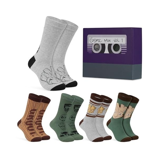 Marvel Chaussettes Homme, Coffret 5 Paires de Chaussettes Fantaisie, Cadeau Humoristique Geek Homme Ado 39-44 ou 40-45 Bleu/