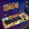 DEHUA Tapis de Bureau XL pour LED One Piece RGB Extra Gaming Mouse Pad Anime Desk Pad Straw Hat Pirate Group 35x60cm 