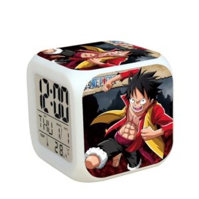 SuicRa Réveil numérique Luffy One Piece - Mini LED coloré - Décoration de chambre denfant - Date et heure - Température