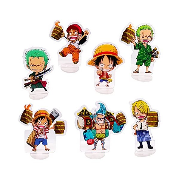 LKNBIF 7 Pièce One Piece Figure, Anime One Piece Cake Topper, Cool Anime Statue Decoration Ornements Anniversaire pour Les Fa