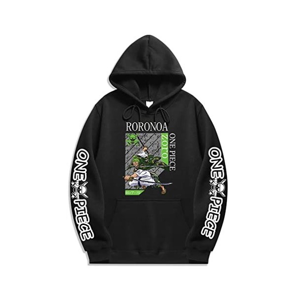 Symish One Piece Pull Unisexe Sweat à Capuche Homme Cartoon Zoro Luffy Manga Anime Sweatshirt Hiver Vêtements,001orange,L1