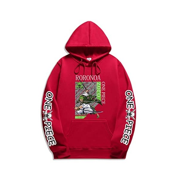 Symish One Piece Pull Unisexe Sweat à Capuche Homme Cartoon Zoro Luffy Manga Anime Sweatshirt Hiver Vêtements,001orange,L1