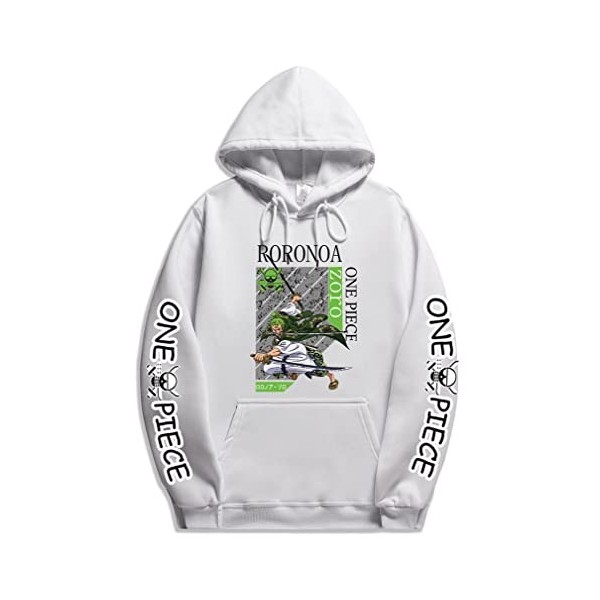 Symish One Piece Pull Unisexe Sweat à Capuche Homme Cartoon Zoro Luffy Manga Anime Sweatshirt Hiver Vêtements,001orange,L1