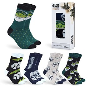 Disney Chaussettes Homme Mi-Mollet, Coffret 5 Paires Chaussettes Fantaisie Homme, Idée Cadeau Geek Adulte Ado 39-45 Gris/Ver